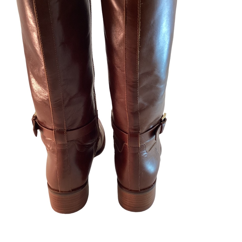 Michael Kors Knee High Boots High Riding Boot Zip Camel Tan Leather Women's 7M - Picture 11 of 12